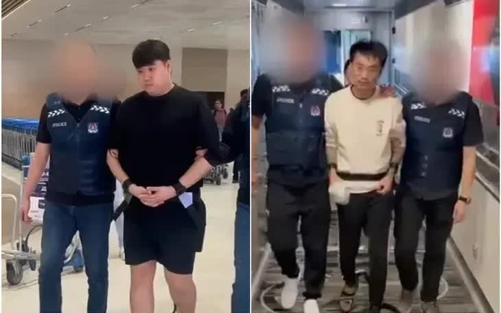 Wayne Soh You Chen (trái) và Brian Sie Eng Fa lần lượt bị cảnh sát bắt tại thủ đô Phnom Penh của Campuchia và thành phố Khon Kaen, Thái Lan (Ảnh: SPF)