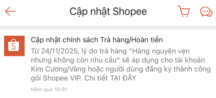 Shopee siết chính sách hoàn trả hàng: Chỉ VIP và người mua sắm nhiều mới được hoàn hàng không lý do- Ảnh 1. Shopee siết chính sách hoàn trả hàng: Chỉ VIP và người mua sắm nhiều mới được hoàn hàng không lý do- Ảnh 1.