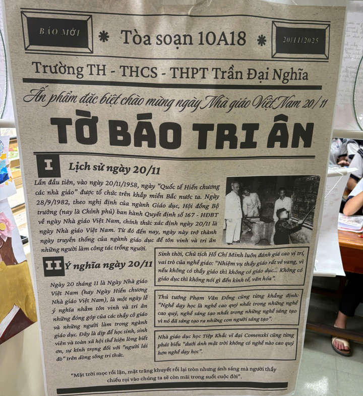 Loạt báo tường gây sốt dịp 20/11, học sinh khoe tài cực chất- Ảnh 13.