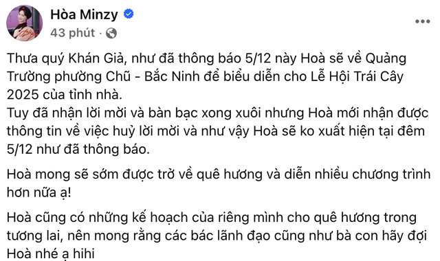 Hòa Minzy bị huỷ show- Ảnh 2.
