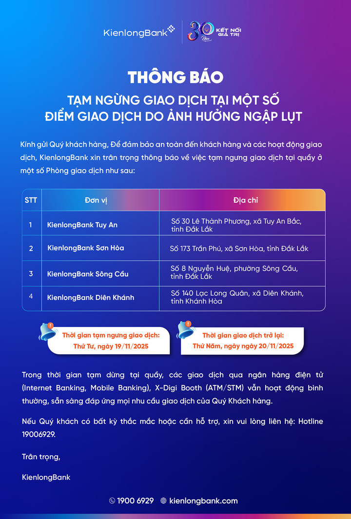 Hàng loạt chi nhánh ngân hàng, ATM tạm ngừng hoạt động vì ngập lụt- Ảnh 2.