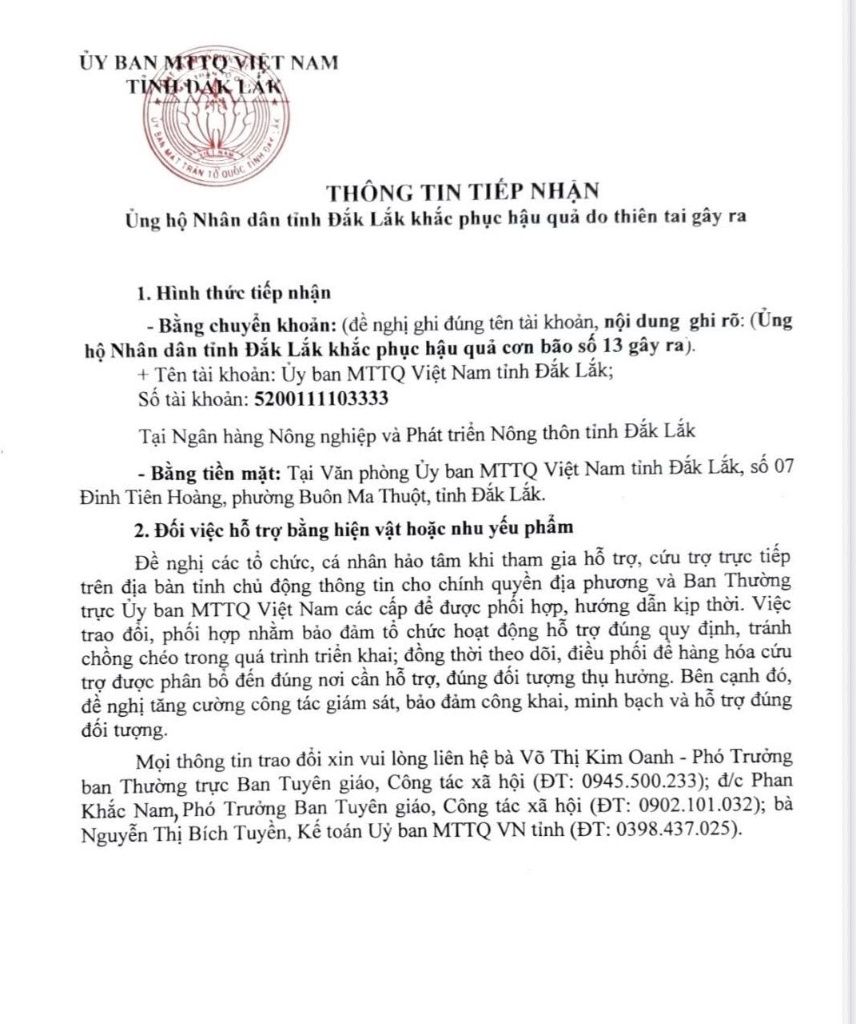 Ủng hộ nhân dân Đắk Lắk khắc phục hậu quả bão lũ bằng cách nào?- Ảnh 1.