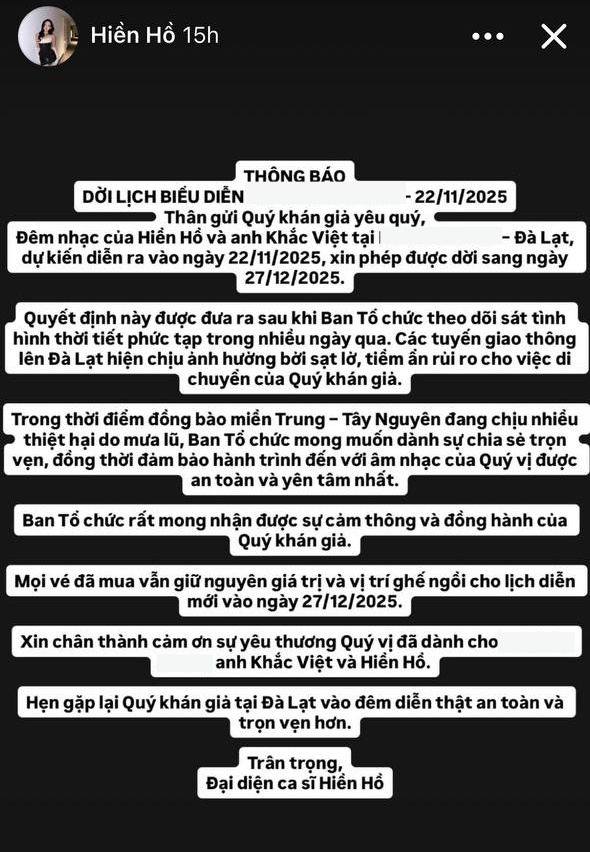 Loạt nghệ sĩ Việt hoãn show, dời lịch ra mắt sản phẩm vì tình hình bão lũ căng thẳng- Ảnh 6.