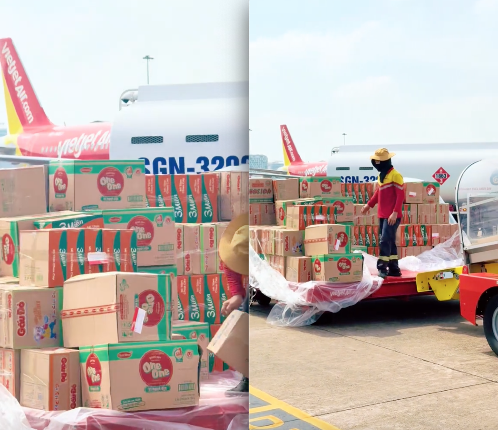 Hình ảnh những thùng mì tôm nối đuôi nhau lên máy bay về miền Trung- Ảnh 2. Hình ảnh những thùng mì tôm nối đuôi nhau lên máy bay về miền Trung- Ảnh 2.