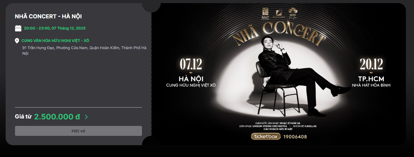 Giọng ca thực lực bán vé đắt ngang ngửa Mỹ Tâm - Hà Anh Tuấn đột ngột huỷ show, thừa nhận ế vé - Ảnh 1. Giọng ca thực lực bán vé đắt ngang ngửa Mỹ Tâm - Hà Anh Tuấn đột ngột huỷ show, thừa nhận ế vé - Ảnh 1.