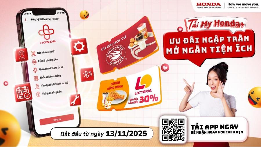 Tải app nhận deal hời: My Honda+ mở ra hàng triệu voucher hấp dẫn- Ảnh 1. Tải app nhận deal hời: My Honda+ mở ra hàng triệu voucher hấp dẫn- Ảnh 1.
