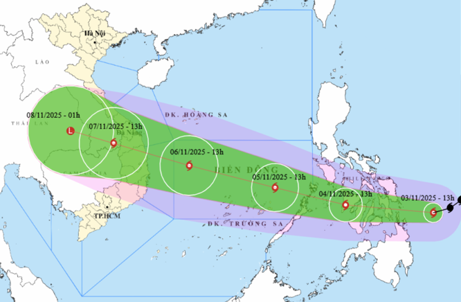 Bão Kalmaegi có thể giật tới cấp 15, hướng vào miền Trung- Ảnh 1.