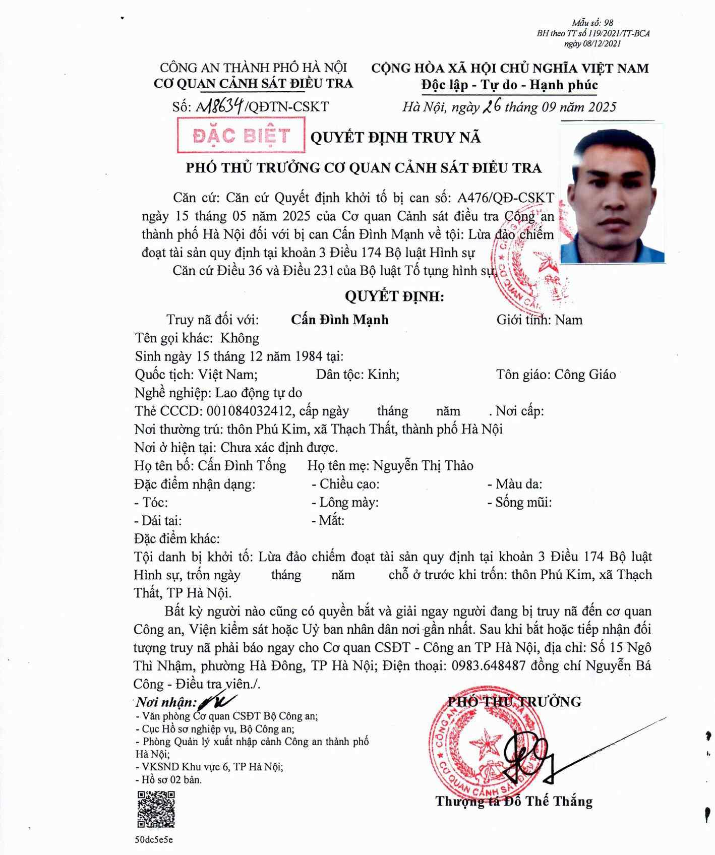 Truy nã đặc biệt nh…