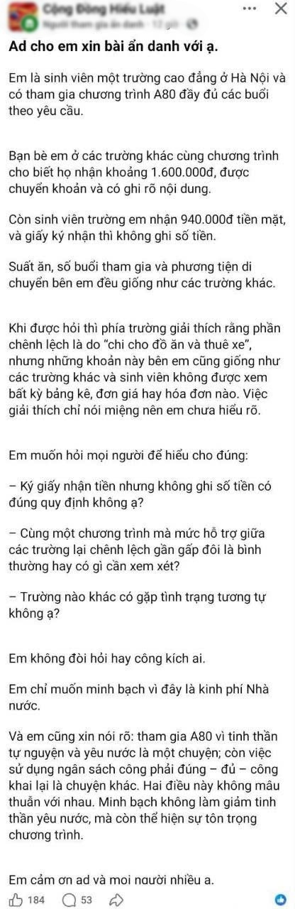 Sinh viên bức xúc vì chỉ nhận 940 nghìn đồng tiền hỗ trợ A80: Hiệu trưởng nói còn hơn 500 nghìn đợt 2- Ảnh 1.