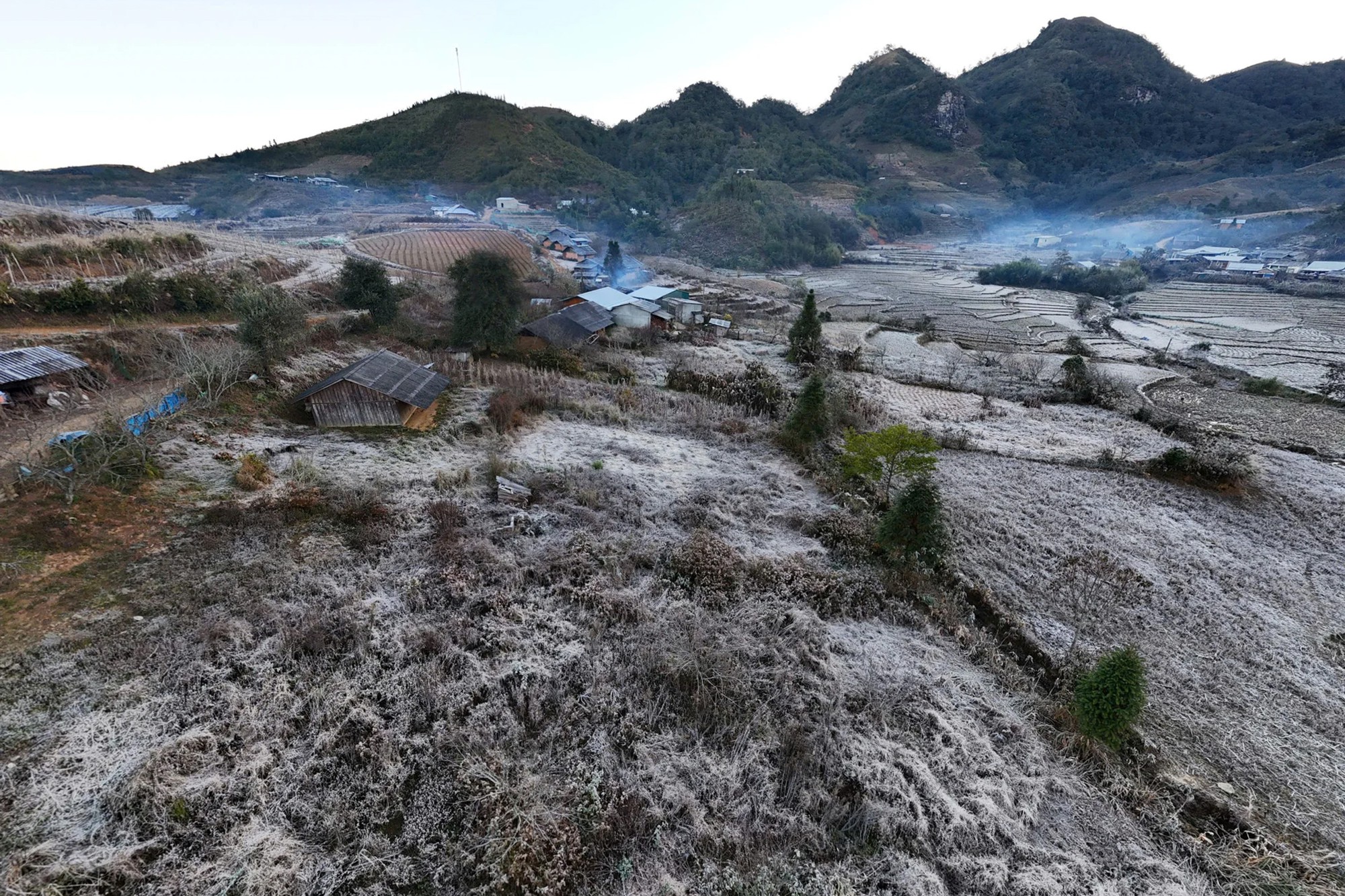 Lào Cai: Băng giá trắng xóa 'bao phủ' bản làng ở Y Tý- Ảnh 1.