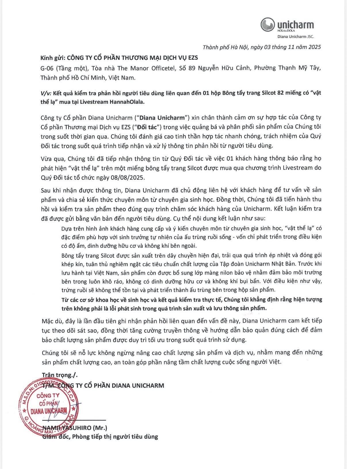 Kết luận kiểm tra vụ bông tẩy trang có dòi mua trên livestream Hannah Olala- Ảnh 2. Kết luận kiểm tra vụ bông tẩy trang có dòi mua trên livestream Hannah Olala- Ảnh 2.