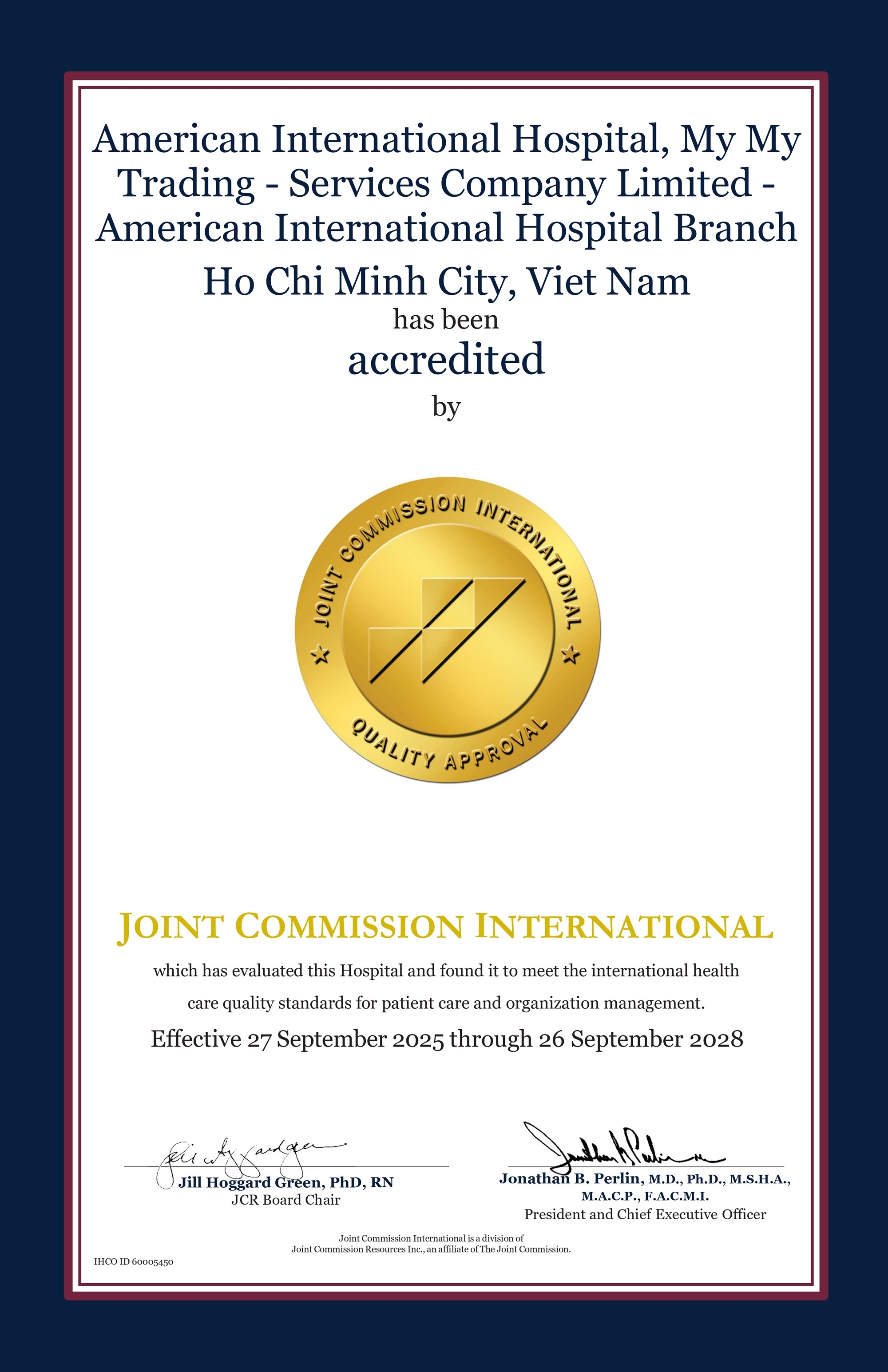 Bệnh viện AIH đạt chứng nhận JCI lần thứ 2, tiếp tục khẳng định chất lượng chuẩn quốc tế- Ảnh 1. Bệnh viện AIH đạt chứng nhận JCI lần thứ 2, tiếp tục khẳng định chất lượng chuẩn quốc tế- Ảnh 1.