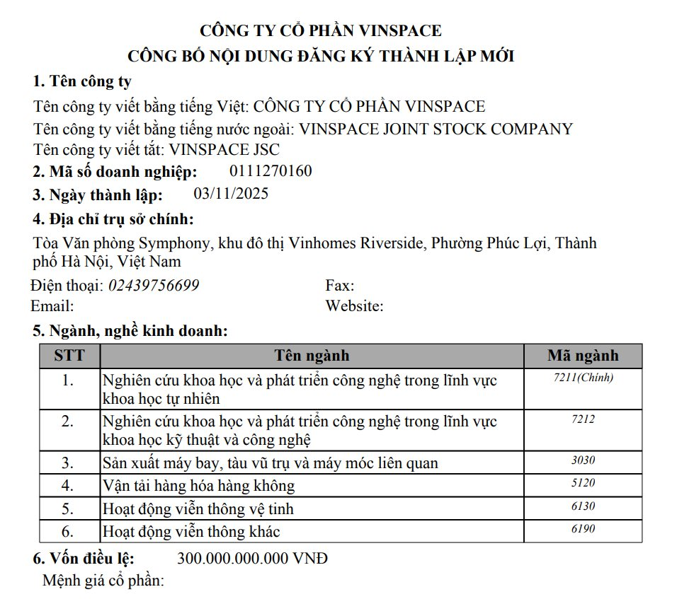 Tỷ phú Phạm Nhật Vượng cùng 2 con trai lập công ty Vinspace ngành vũ trụ, hàng không- Ảnh 2.
