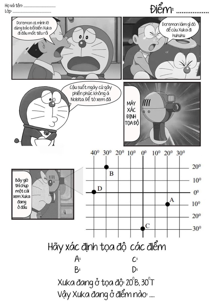 Bất ngờ đề kiểm tra Địa lý mở đầu bằng đoạn hội thoại giữa Nobita và Doraemon- Ảnh 2.