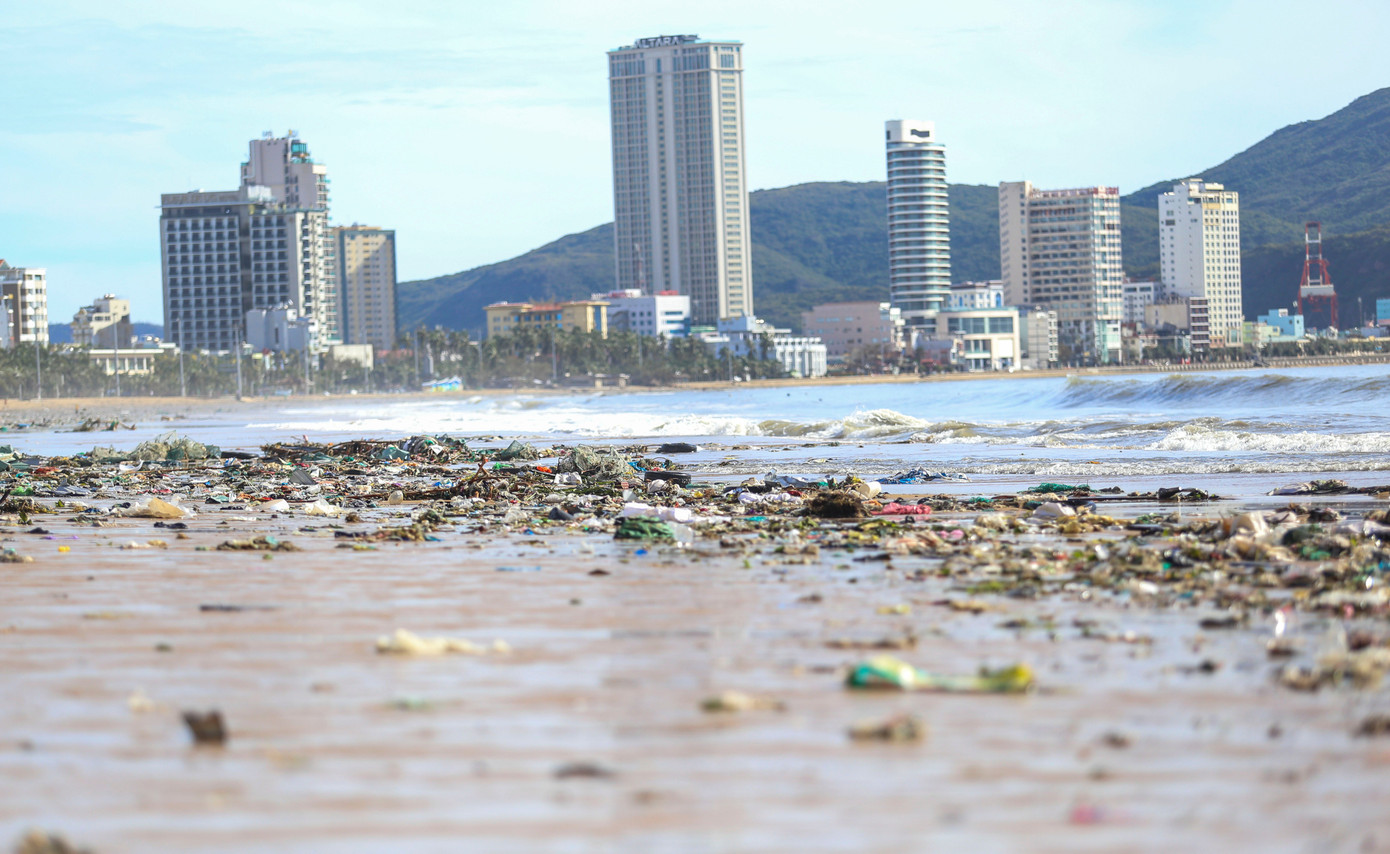 Bãi biển Quy Nhơn ngập rác- Ảnh 1.
