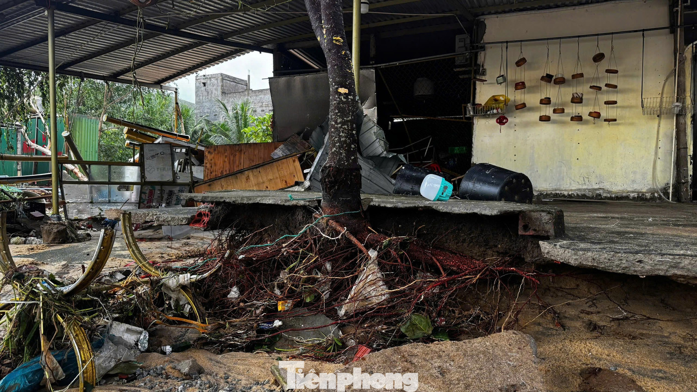Bờ biển Quảng Ngãi tan hoang sau bão, người dân thất thần bên căn nhà chỉ còn vách tường nghiêng ngả- Ảnh 5.