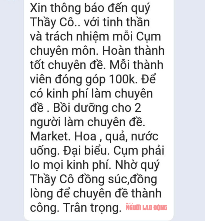 Giáo viên bị yêu cầu nộp 100.000 đồng "bồi dưỡng" khi đi tập huấn- Ảnh 1.