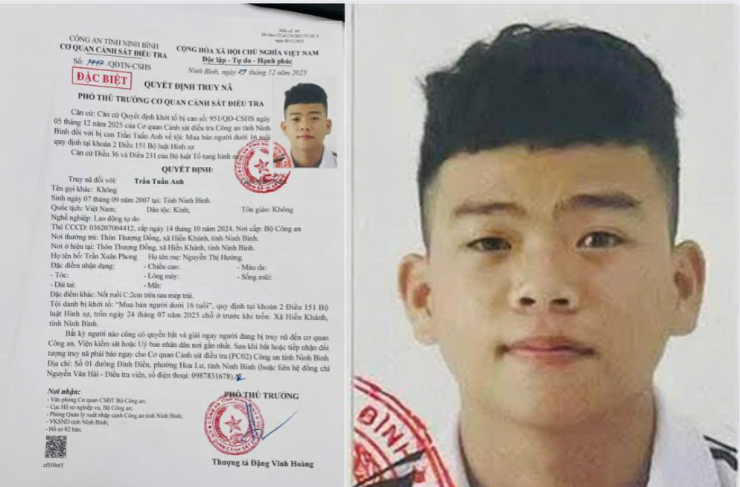 Truy nã đặc biệt Trần Tuấn Anh sinh năm 2007- Ảnh 1. Truy nã đặc biệt Trần Tuấn Anh sinh năm 2007- Ảnh 1.