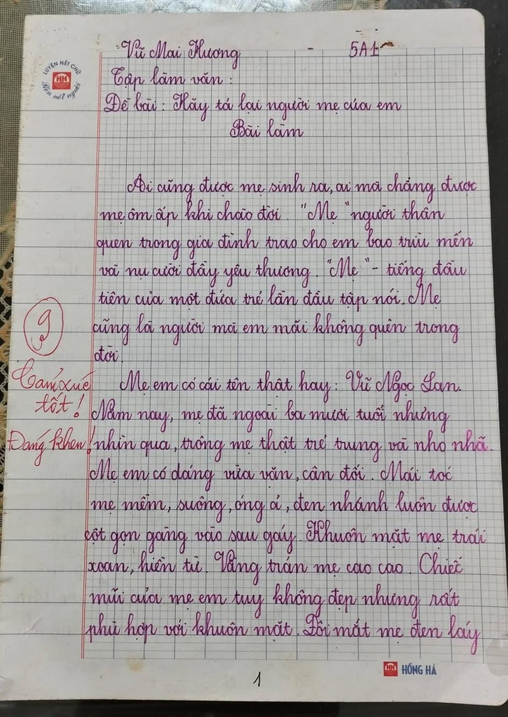 Bài văn tả mẹ đạt 9 điểm gây "sốt" mạng, tinh tế nhất là lời phê của giáo viên- Ảnh 1.