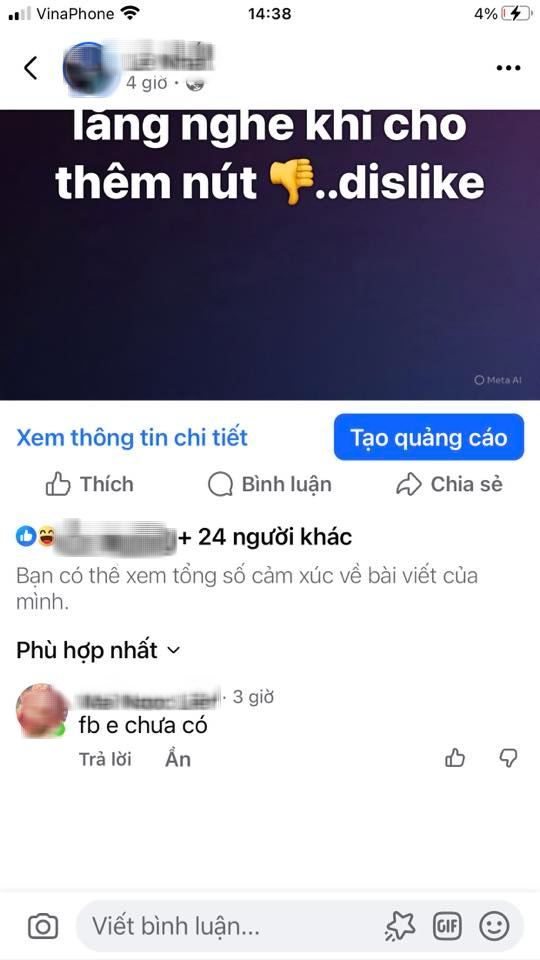 Facebook cập nhật nút "Không thích" tại Việt Nam- Ảnh 1. Facebook cập nhật nút "Không thích" tại Việt Nam- Ảnh 1.