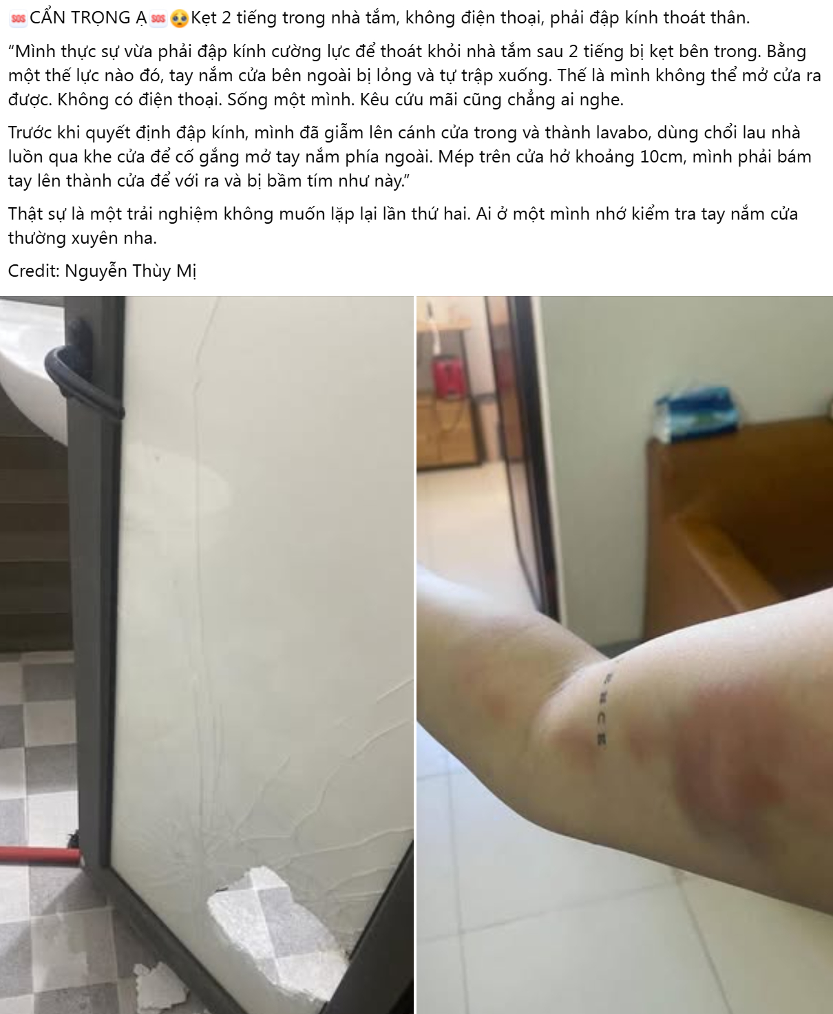 Mắc kẹt trong nh&agrave; tắm, đập k&iacute;nh vẫn kh&ocirc;ng tho&aacute;t ra được: C&ocirc; g&aacute;i ở một m&igrave;nh được cứu bởi thứ nhiều người tưởng&hellip; v&ocirc; gi&aacute; trị tr&ecirc;n điện thoại- Ảnh 2.