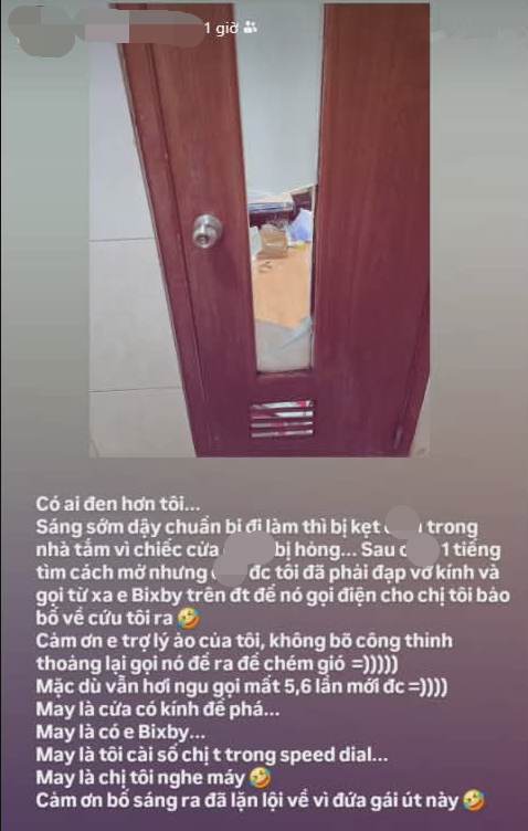 Mắc kẹt trong nh&agrave; tắm, đập k&iacute;nh vẫn kh&ocirc;ng tho&aacute;t ra được: C&ocirc; g&aacute;i ở một m&igrave;nh được cứu bởi thứ nhiều người tưởng&hellip; v&ocirc; gi&aacute; trị tr&ecirc;n điện thoại- Ảnh 1.