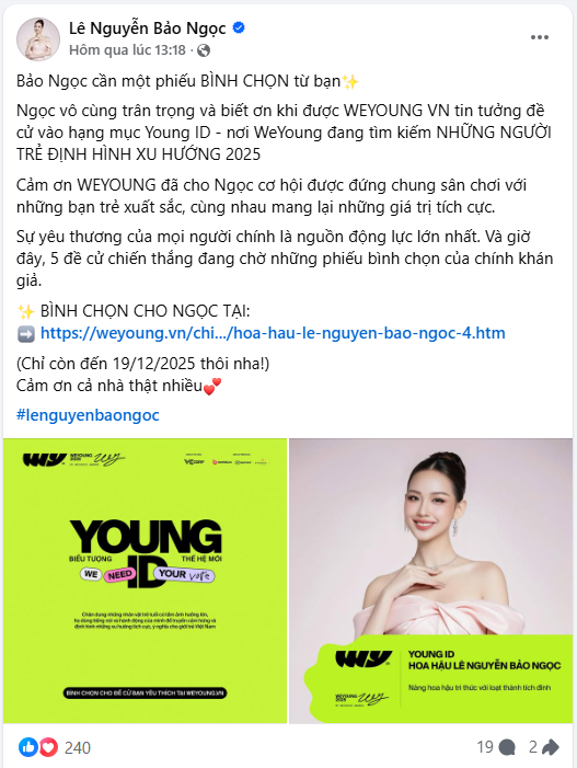 Đường đua Young ID của WeYoung 2025 tăng nhiệt từng giờ: Xem l&agrave; muốn vote!- Ảnh 3.