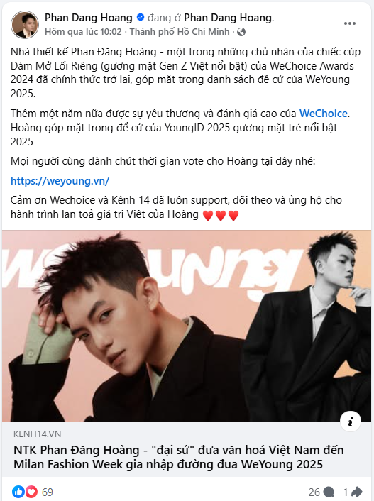 Đường đua Young ID của WeYoung 2025 tăng nhiệt từng giờ: Xem l&agrave; muốn vote!- Ảnh 6.