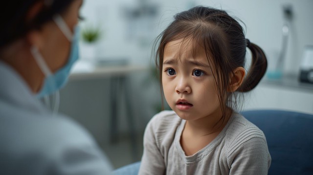 B&eacute; g&aacute;i được bố đưa đến kh&aacute;m v&igrave; ho hơn 2 năm kh&ocirc;ng dứt, b&aacute;c sĩ y&ecirc;u cầu b&eacute; nh&uacute;ng tay v&agrave;o nước v&agrave; kết quả vỡ &ograve;a- Ảnh 1.