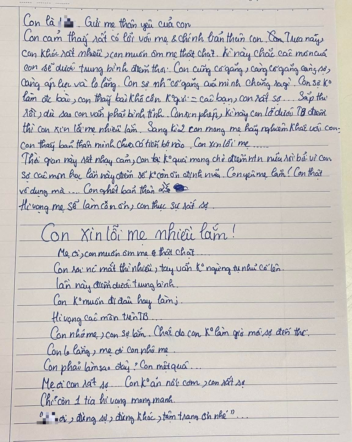 Bức thư x&oacute;t xa 1 nữ sinh gửi mẹ: "Mẹ ơi con rất sợ&hellip; Con kh&ocirc;ng ăn nổi cơm. Chỉ c&ograve;n một tia hi vọng mong manh"- Ảnh 1.