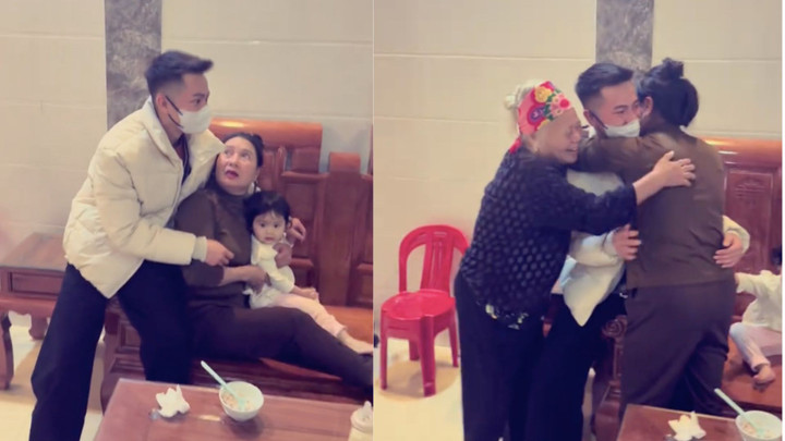 Clip mẹ bật khóc khi con trai đi Nhật 4 năm bỗng về lén ôm mình gây xúc động- Ảnh 1.