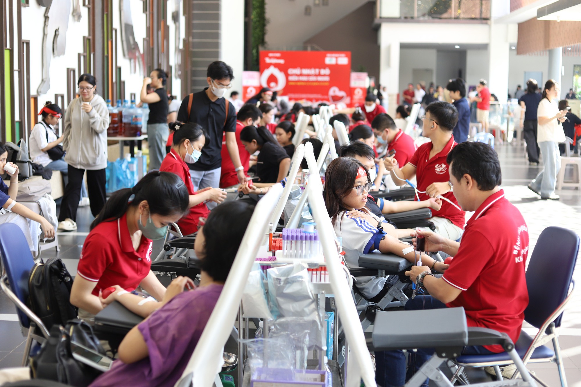 Nguồn m&aacute;u dự trữ cứu người giảm, h&agrave;ng trăm người tham gia hiến m&aacute;u- Ảnh 1.