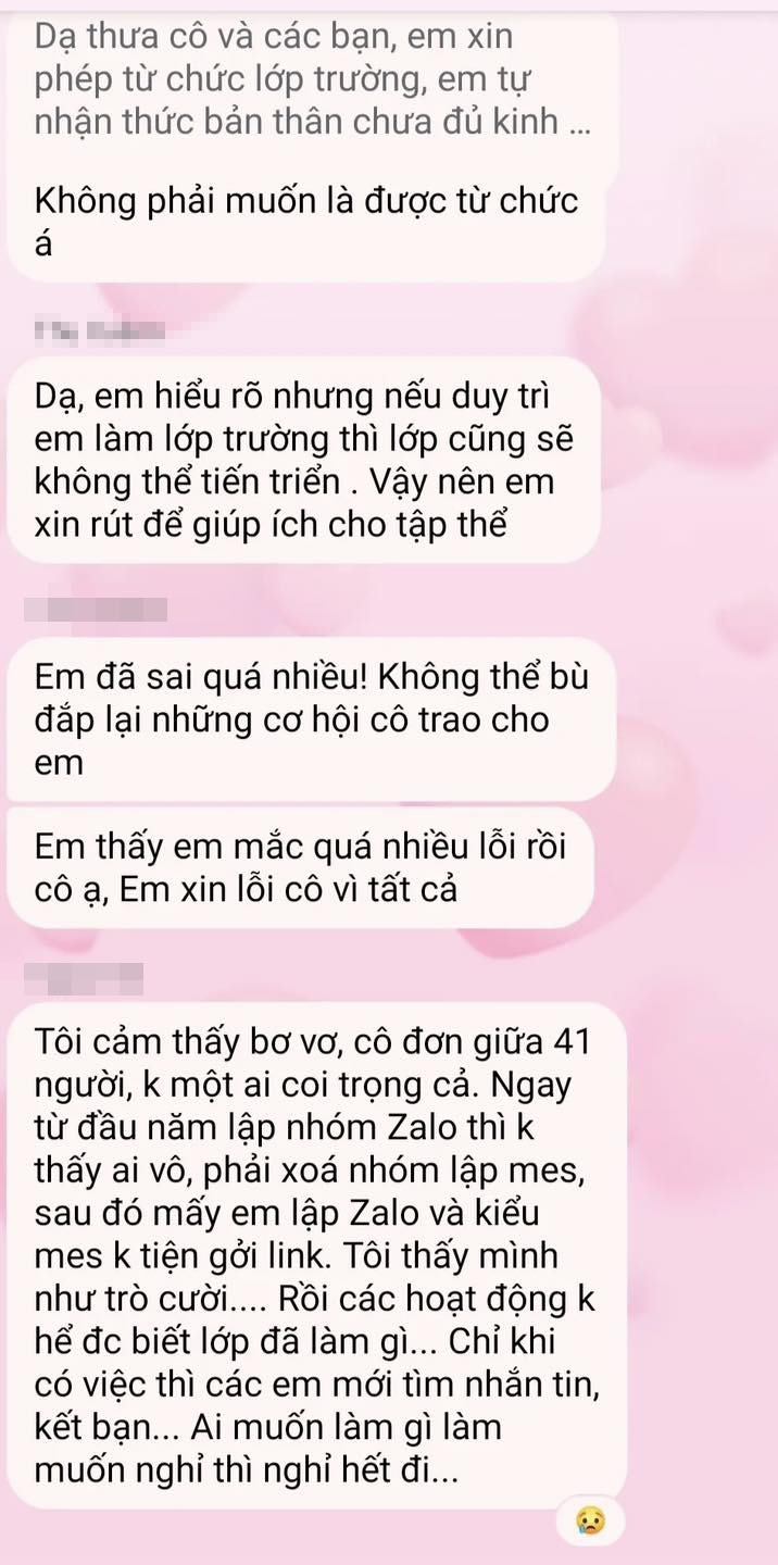 Tin nhắn chất vấn học sinh của 1 c&ocirc; gi&aacute;o chủ nhiệm khiến cả MXH tranh c&atilde;i: "T&ocirc;i cảm thấy bơ vơ, c&ocirc; đơn giữa 41 người"- Ảnh 1.