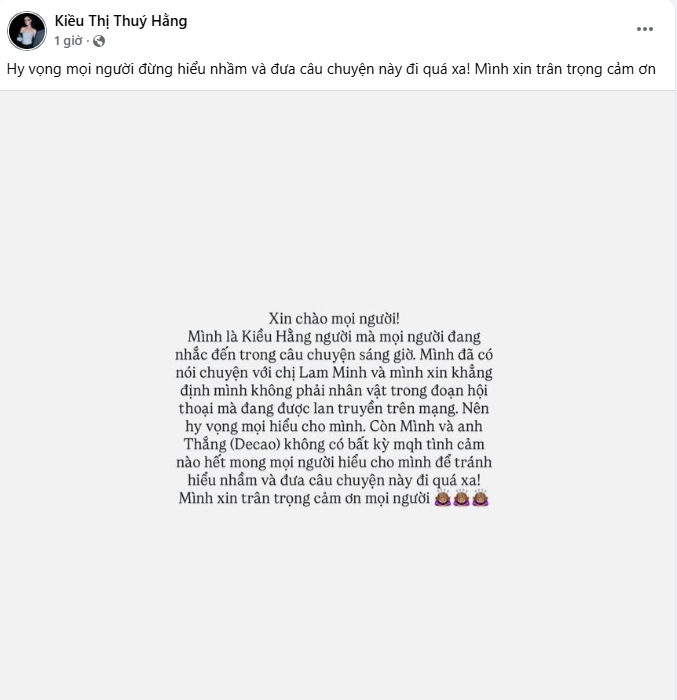 Hoa hậu Việt l&ecirc;n tiếng trước nghi vấn l&agrave; người thứ 3 trong drama L&acirc;m Minh - Decao- Ảnh 3.