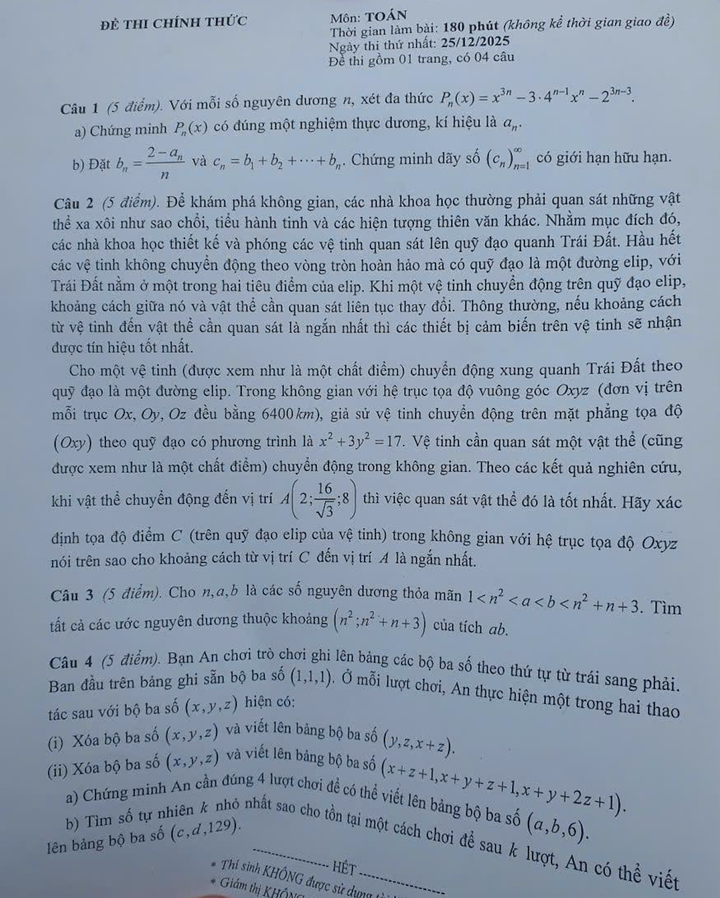 Đề thi học sinh giỏi quốc gia m&ocirc;n To&aacute;n 2025-2026- Ảnh 1.