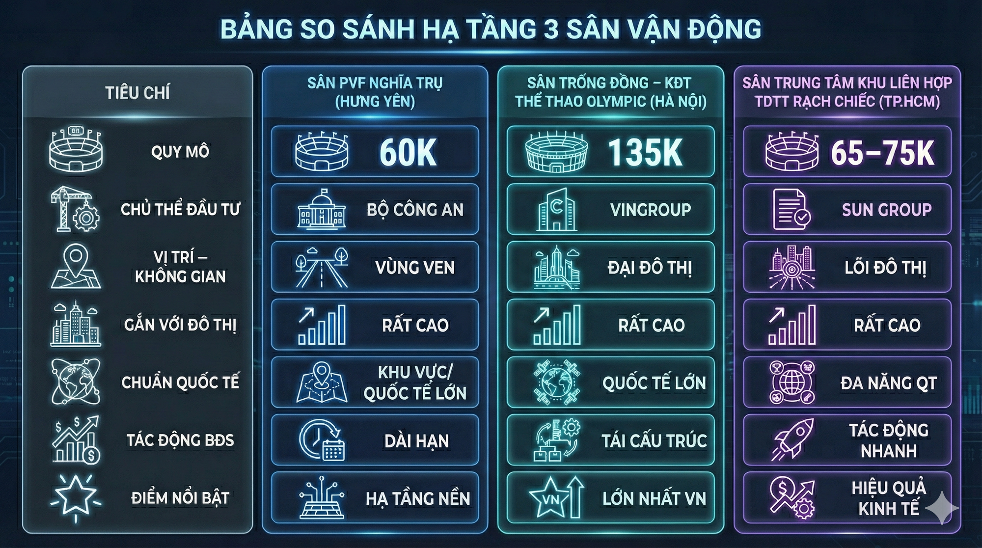 Cuộc đua si&ecirc;u s&acirc;n vận động: Vingroup x&acirc;y s&acirc;n c&oacute; m&aacute;i che lớn nhất thế giới, Sun Group l&agrave;m s&acirc;n 50.000 chỗ ngay cạnh trung t&acirc;m TPHCM- Ảnh 4.