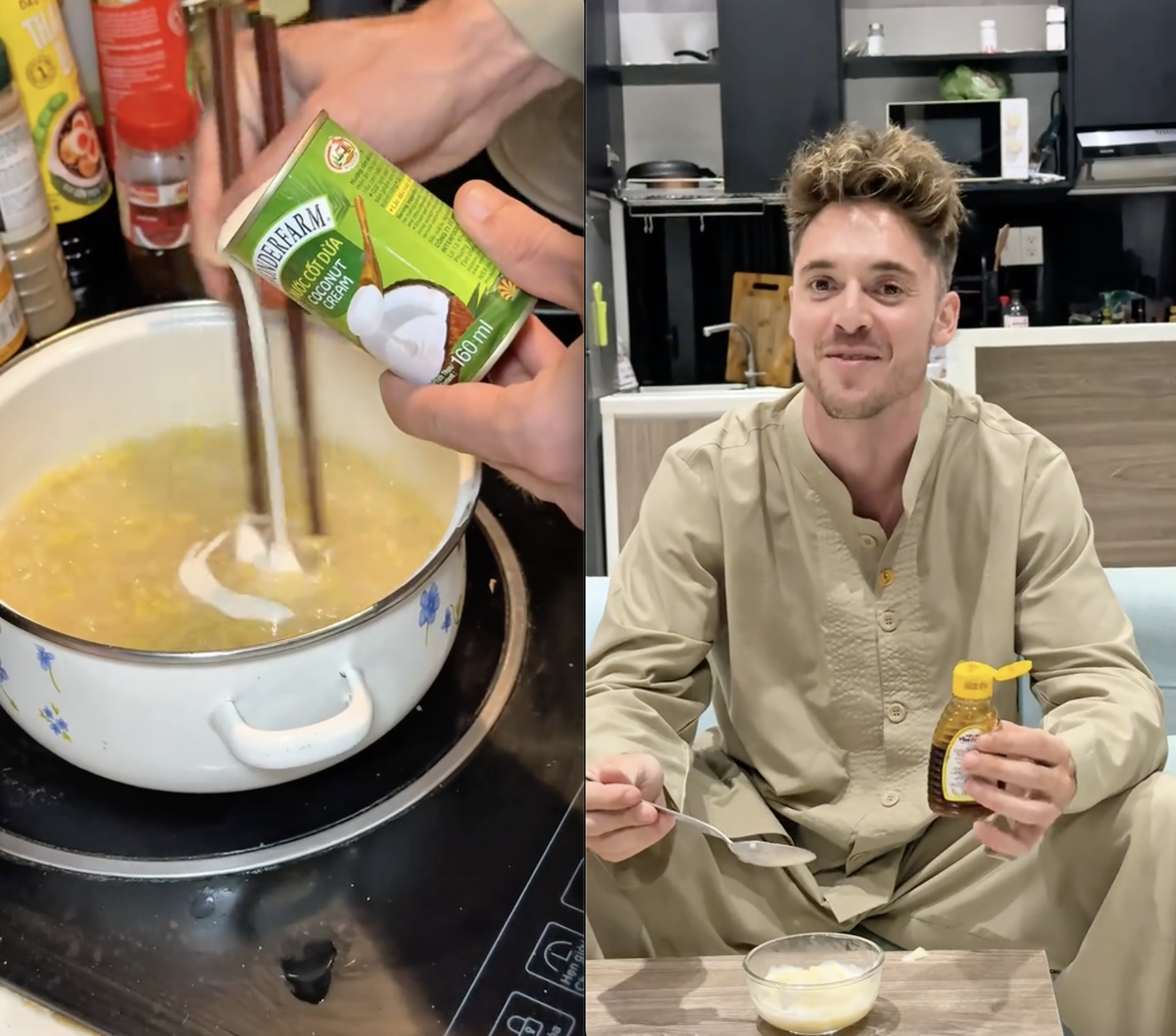 Khách Tây tự tay nấu 1 món chè khiến dân mạng Khách Tây tự tay nấu 1 món chè khiến dân mạng