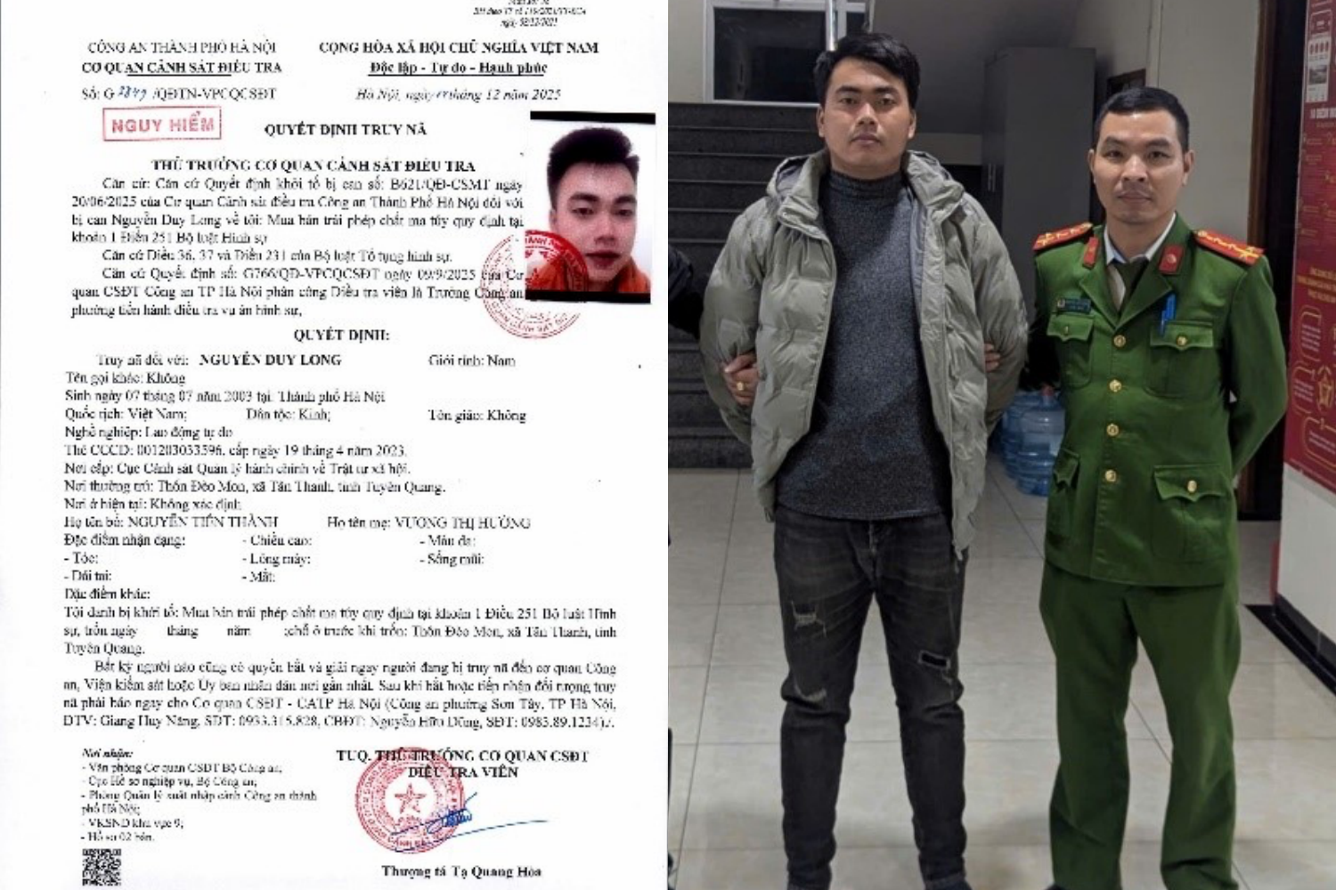 Đối tượng nguy hiểm Nguyễn Duy Long ra đầu thú- Ảnh 1. Đối tượng nguy hiểm Nguyễn Duy Long ra đầu thú- Ảnh 1.