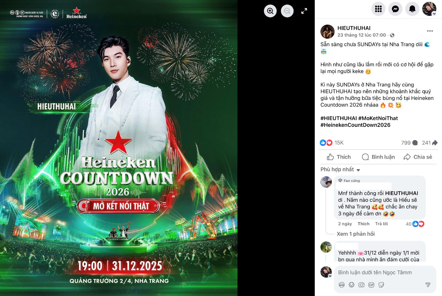 Heineken Countdown 2026 H&agrave; Nội - Nha Trang với d&agrave;n nghệ sĩ đ&igrave;nh đ&aacute;m hứa hẹn tạo n&ecirc;n khoảnh khắc kết nối chưa từng c&oacute;- Ảnh 1.