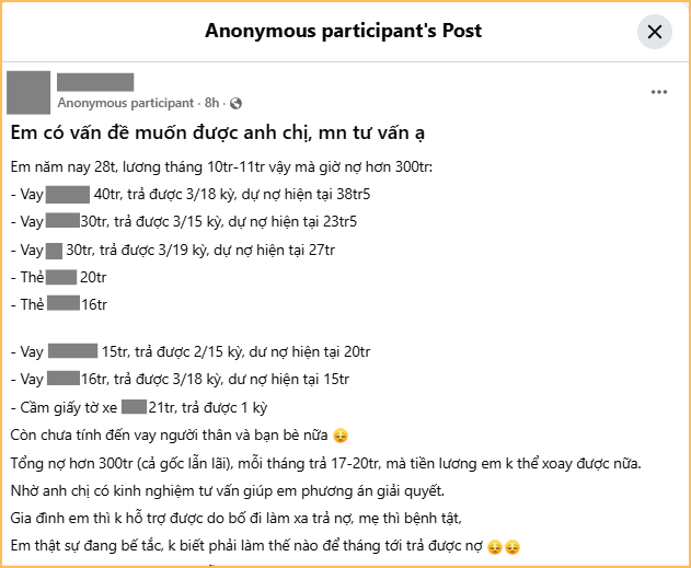 28 tuổi kh&ocirc;ng c&oacute; g&igrave; ngo&agrave;i 8 khoản nợ hơn 300 triệu, thu nhập th&igrave; 11 triệu quay đầu- Ảnh 1.