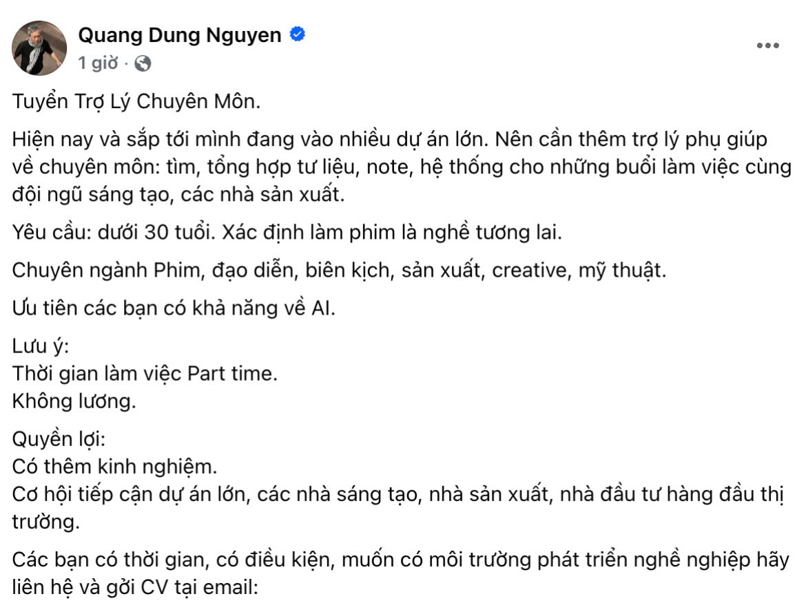 Steadihan L&ecirc; Bảo H&acirc;n l&ecirc;n tiếng vụ tuyển trợ l&yacute; đạo diễn Quang Dũng: T&ocirc;i từng l&agrave;m kh&ocirc;ng lương, chờ từ 6h s&aacute;ng đến 4h30 chiều- Ảnh 1.