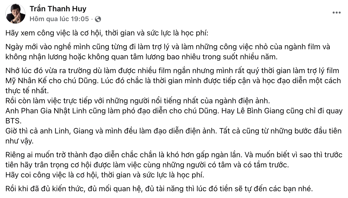 Ồn &agrave;o tuyển trợ l&yacute; kh&ocirc;ng lương của đạo diễn Quang Dũng: Chuy&ecirc;n gia trong nghề l&ecirc;n tiếng b&ecirc;nh vực- Ảnh 3.
