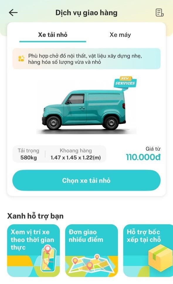 C&ocirc;ng ty của &ocirc;ng Phạm Nhật Vượng tung dịch vụ xe tải nội đ&ocirc;, gi&aacute; cước từ 110.000 đồng/chuyến- Ảnh 2.