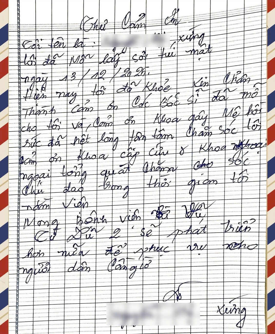 X&uacute;c động d&ograve;ng thư tay người bệnh cảm ơn y-b&aacute;c sĩ Bệnh viện Từ Dũ cơ sở 2 tại Cần Giờ- Ảnh 1.