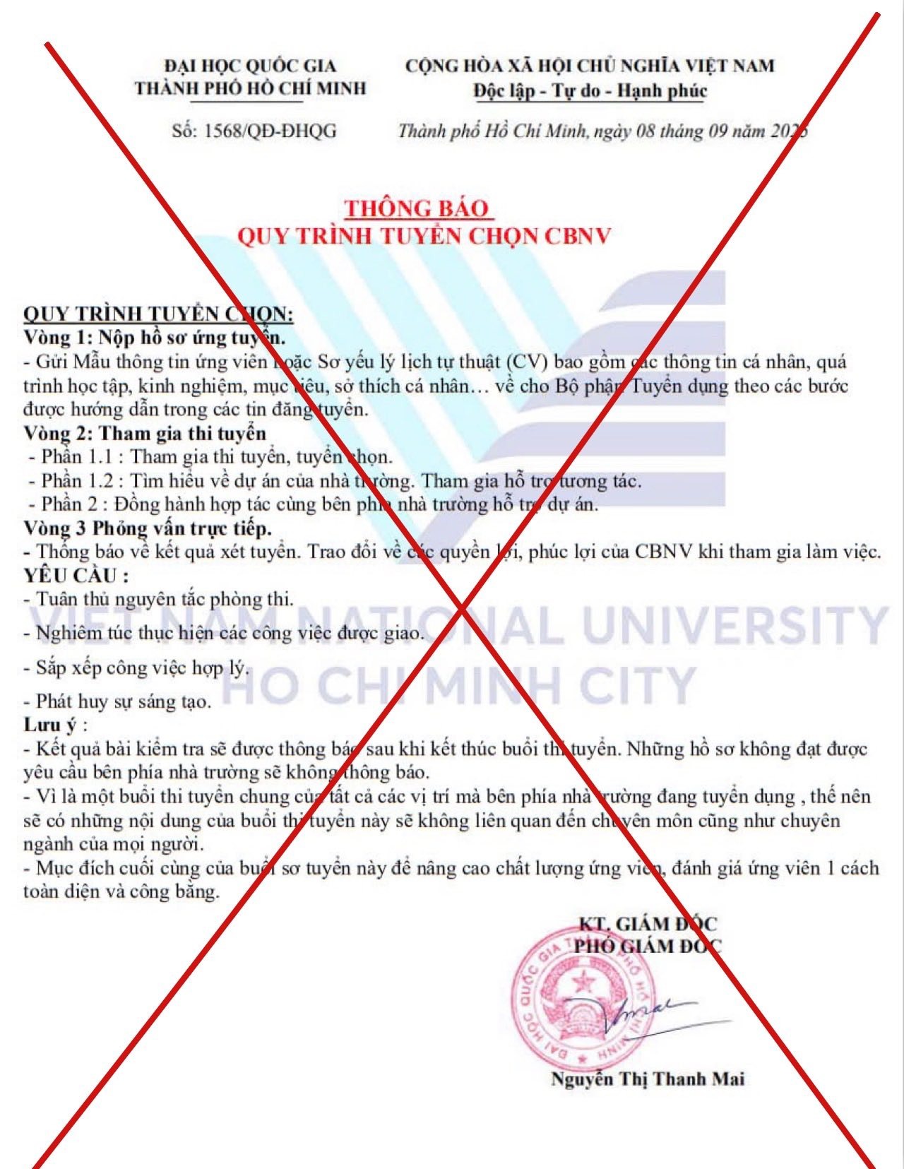 ĐHQG TPHCM th&ocirc;ng b&aacute;o khẩn cảnh b&aacute;o t&igrave;nh trạng mạo danh- Ảnh 2.