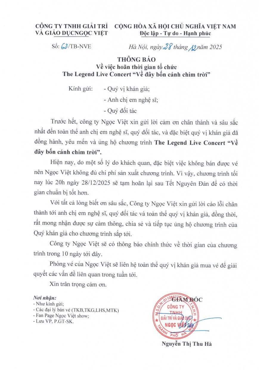 Vụ hủy show s&aacute;t giờ tại H&agrave; Nội: Nghệ sĩ bay từ Mỹ về kh&ocirc;ng được trả tiền v&eacute;, nhạc sĩ Trần Tiến buồn kh&oacute;c- Ảnh 2.