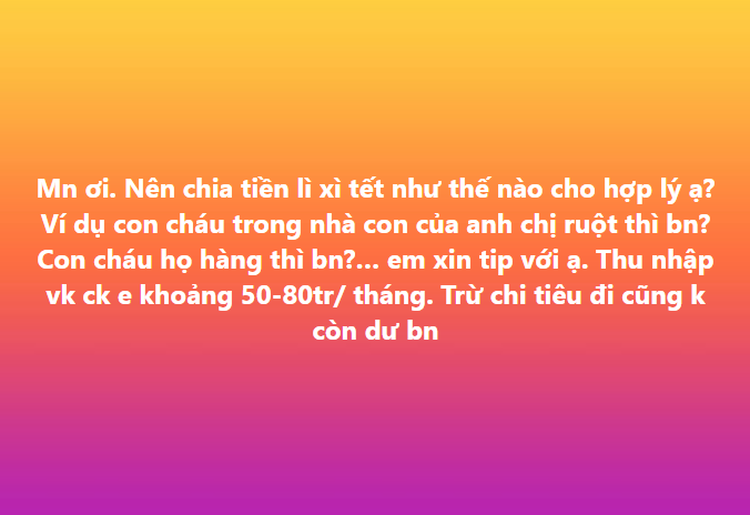 Vợ chồng thu nhập 50 - 80 triệu/ th&aacute;ng l&ecirc;n mạng "cầu cứu" một chuyện- Ảnh 1.