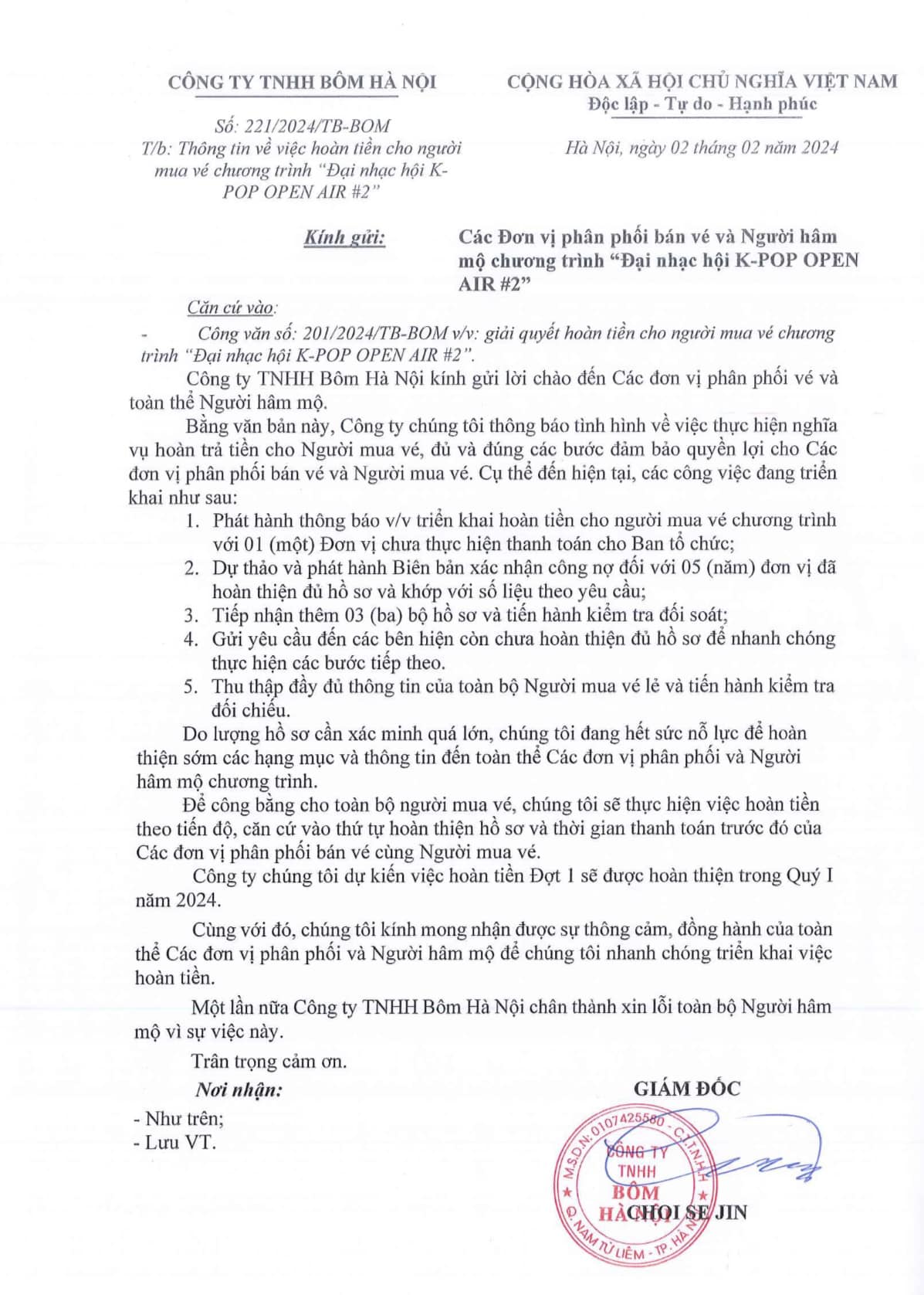 H&agrave; Nội từng c&oacute; vụ huỷ show ph&uacute;t ch&oacute;t g&acirc;y sốc: D&agrave;n sao H&agrave;n &ldquo;đứng h&igrave;nh&rdquo;, BTC im hơi lặng tiếng, kh&aacute;n giả mất tiền trong v&ocirc; vọng- Ảnh 7.
