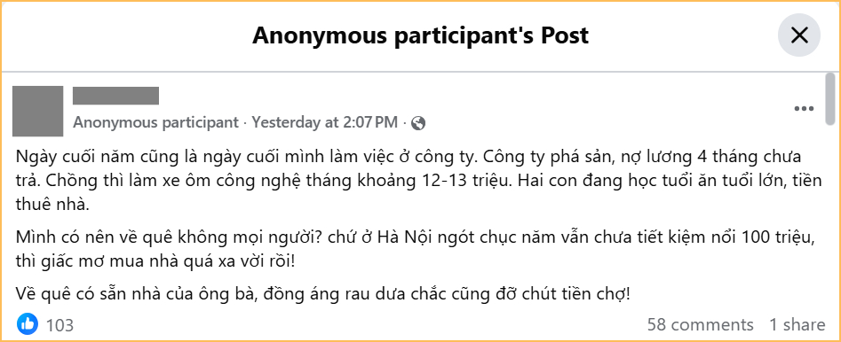Cuối năm đủ thứ chuyện: Bị nợ 4 th&aacute;ng lương, sang năm mới ch&iacute;nh thức mất việc, 10 năm ở H&agrave; Nội kh&ocirc;ng tiết kiệm nổi 100 triệu- Ảnh 1.