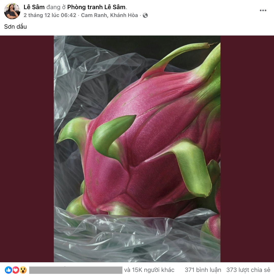 Bức tranh 2 quả thanh long trông thật đến mức "có thể bổ ra ăn được luôn" gây bão mạng: Hé lộ về tác giả- Ảnh 4.